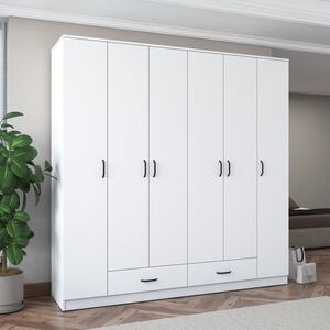 Imagine Dulap pentru haine, Hanah Home, BA134, PAL melaminat, Alb