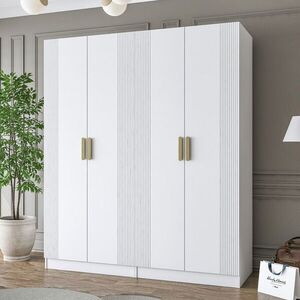 Imagine Dulap pentru haine, Hanah Home, BA186, 180x210x57.5 cm, PAL melaminat, Alb
