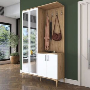 Imagine Cuier de perete, Hanah Home, EA147, 120x198.6x37.5 cm, PAL melaminat, Nuc/Alb