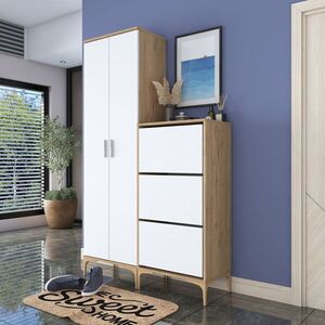 Imagine Cuier de perete, Hanah Home, EA137, 120x198.6x37.5 cm, PAL melaminat, Nuc/Alb