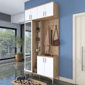 Imagine Cuier de perete, Hanah Home, EA120, 120x240x37.5 cm, PAL melaminat, Nuc/Alb
