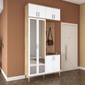Imagine Cuier de perete, Hanah Home, EA153, 120x240x37.5 cm, PAL melaminat, Nuc/Alb