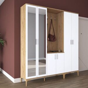 Imagine Cuier de perete, Hanah Home, EA156, 180x198.6x37.5 cm, PAL melaminat, Nuc/Alb