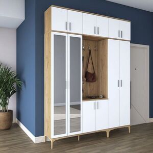 Imagine Cuier de perete, Hanah Home, EA157, 180x240x37.5 cm, PAL melaminat, Nuc/Alb
