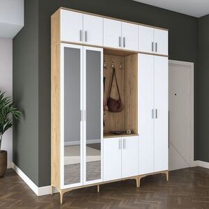 Imagine Cuier de perete, Hanah Home, EA155, 180x240x37.5 cm, PAL melaminat, Nuc/Alb