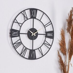 Imagine Ceas de perete, New Roma, Metal, Diametru: 50 cm, Negru