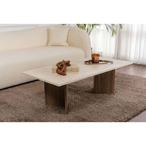 Imagine Masuta de cafea, Hanah Home, Sabin, 119x40x60 cm, PAL, Travertin / Nuc Venezia