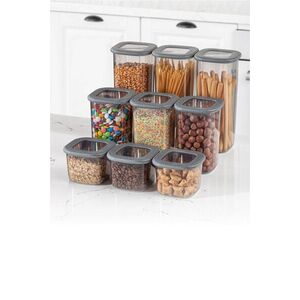 Imagine Set recipiente depozitare, Hermia, 964FRM1108, Dimensiune: 10 x 10 x 16, 5 cm / 1200 ml (3 bucăți), Antracit