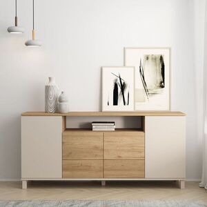 Imagine Consola, Hanah Home, Mood, 180x82.4x44.5 cm, PAL, Nisip / Stejar