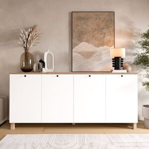 Imagine Consola, Hanah Home, Nord, 180x80x42.1 cm, PAL, Alb / Stejar