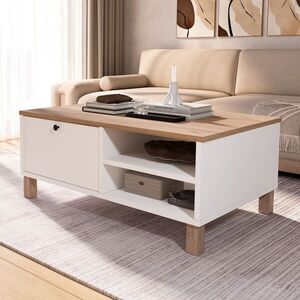 Imagine Masuta de cafea, Hanah Home, Nord, 90x38.6x60 cm, PAL, Alb / Stejar