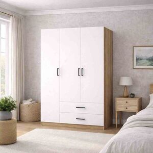 Imagine Dulap pentru haine, Hanah Home, Yaman 1600-209, 120x181x45 cm, PAL, Nuc/Alb