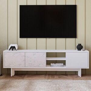 Imagine Comoda TV, Hanah Home, Ravello, 150x45x30 cm, PAL, Alb / Marmura