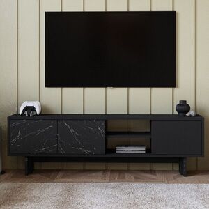 Imagine Comoda TV, Hanah Home, Ravello, 150x45x30 cm, PAL, Negru / Marmură