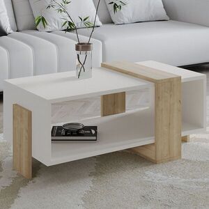 Imagine Masuta de cafea, Hanah Home, Meleni, 90x40x49 cm, PAL, Stejar alb / safir