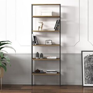 Imagine Corp biblioteca, Hanah Home, Hero, 61x180x25 cm, PAL, Antracit / Nuc antic