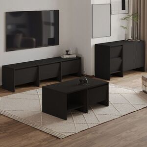 Imagine Set mobilier living, Hanah Home, Laris, PAL, Negru
