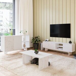 Imagine Set mobilier living, Hanah Home, Ravello, PAL, Marmură albă / albă