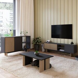 Imagine Set mobilier living, Hanah Home, Ravello, PAL, Stejar cald / Antracit
