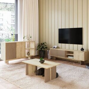 Imagine Set mobilier living, Hanah Home, Ravello, PAL, Stejar cald / Stejar safir