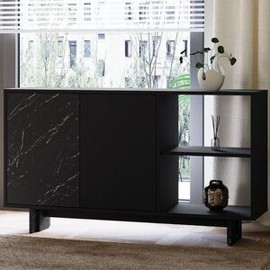 Imagine Consola, Hanah Home, Ravello, 140x80x35 cm, PAL, Negru / Marmură