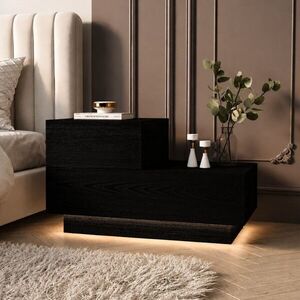 Imagine Noptiera, Hanah Home, Kayra, 70x35x38.3 cm, PAL, Black Wood