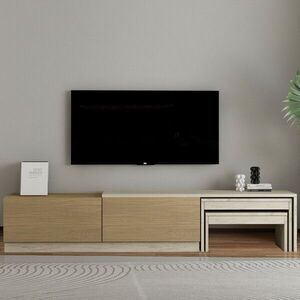 Imagine Comoda TV, Hanah Home, Nest, 180x36x30 cm, PAL, Travertin / Stejar cald