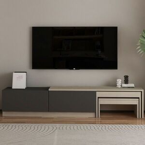 Imagine Comoda TV, Hanah Home, Nest, 180x36x30 cm, PAL, Travertin / Antracit