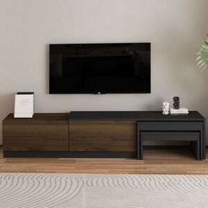 Imagine Comoda TV, Hanah Home, Nest, 180x36x30 cm, PAL, Antracit / Nuc antic