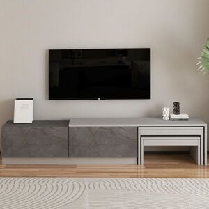 Imagine Comoda TV, Hanah Home, Nest, 180x36x30 cm, PAL, Marmură Gordion / Gri