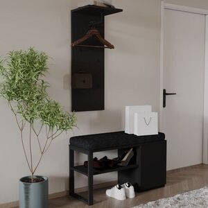 Imagine Cuier cu pantofar, Hanah Home, Lion, PAL, Negru