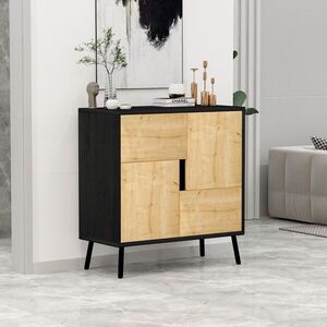 Imagine Dulap multifunctional, Hanah Home, Darien, 76.5x79.5x35 cm, PAL, Lemn negru / Stejar safir