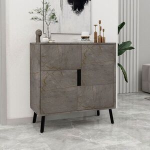 Imagine Dulap multifunctional, Hanah Home, Darien, 76.5x79.5x35 cm, PAL, Marmură / Lemn negru