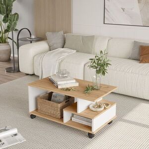 Imagine Masuta de cafea, Hanah Home, MIN9-SW, 90x42.5x51 cm, PAL, Stejar / Alb