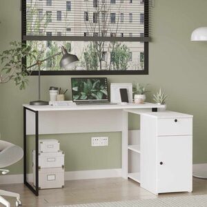 Imagine Birou, Hanah Home, Nor1-W, 129.8x70x90 cm, PAL, Alb
