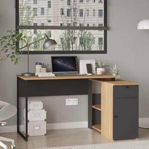 Imagine Birou, Hanah Home, Nor1-Sa, 129.8x70x90 cm, PAL, Natural / Antracit