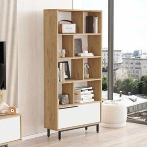 Imagine Corp biblioteca, Hanah Home, Boh4-Sw, 83.9x163.6x29.5 cm, PAL, Natural/Alb
