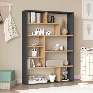 Imagine Corp biblioteca, Hanah Home, Kee1-Sa, 90x123.6x22 cm, PAL, Natural / Antracit