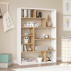Imagine Corp biblioteca, Hanah Home, Kee1-Sw, 90x123.6x22 cm, PAL, Natural/Alb