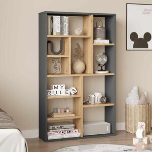 Imagine Corp biblioteca, Hanah Home, Kor1-Sa, 75x123.6x22 cm, PAL, Natural / Antracit