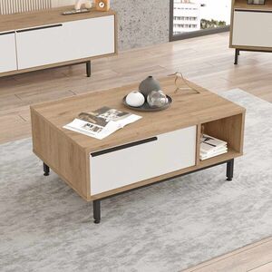 Imagine Masuta de cafea, Hanah Home, Boh2-Sw, 90x37.6x60 cm, PAL, Natural/Alb