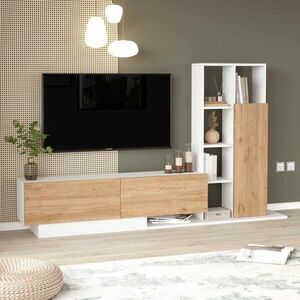 Imagine Comoda TV, Hanah Home, For1-Sw, 201.2x123.6x29.5 cm, PAL, Natural/Alb