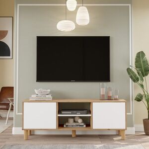 Imagine Comoda TV, Hanah Home, ALS1-SW, 160x59.1x40 cm, PAL, Stejar / Alb