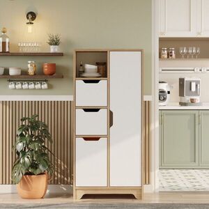 Imagine Dulap multifunctional, Hanah Home, LIB1-SW, 71x140x34 cm, PAL, Stejar / Alb
