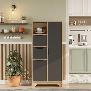 Imagine Dulap multifunctional, Hanah Home, LIB1-SA, 71x140x34 cm, PAL, Stejar / Antracit