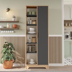 Imagine Dulap multifunctional, Hanah Home, LIB2-SA, 72x180x34 cm, PAL, Stejar / Antracit
