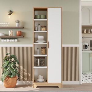 Imagine Dulap multifunctional, Hanah Home, LIB2-SW, 72x180x34 cm, PAL, Stejar / Alb