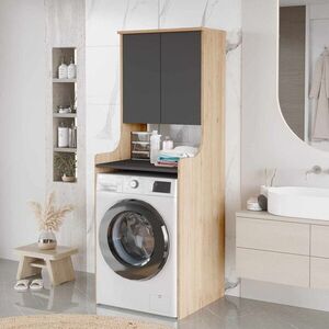 Imagine Dulap masina de spalat, Hanah Home, Val2-Sa, 64.8x181x33.8 cm, PAL, Natural / Antracit