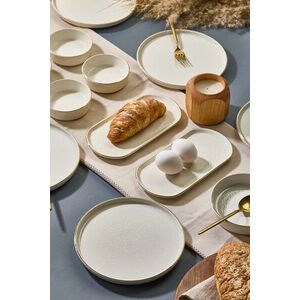 Imagine Set de mic dejun, Hermia, 430KSV6132, Ceramica, Platou: 22 x 11 x 3, 5 cm (2 bucăți), Alb/Auriu