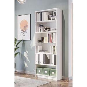 Imagine Corp biblioteca, Hanah Home, Bili 5 80, 80x200x.28 cm, PAL, Alb